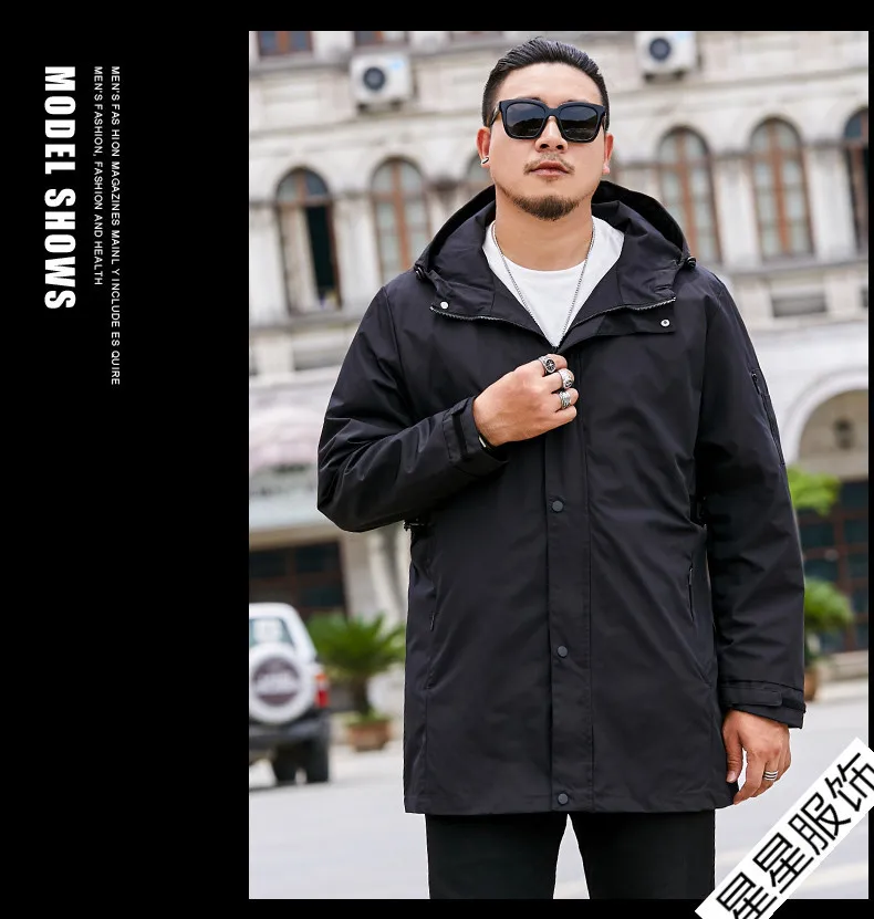 Большие размеры 8xl 6xl 5xl 4xl брендовые толстовки Тренч Мужская ветровка мужская одежда s длинное пальто черный Тренч куртка для мужчин