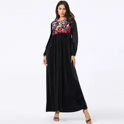 Черный бархат кафтан abaya Дубай турецкий хиджаб мусульманское платье исламское одежда Абая для женщин Caftan Турция Elbise Djelaba Femme