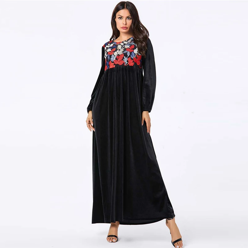 Черный бархатный кафтан Abaya Дубай турецкий хиджаб мусульманское платье
