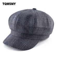 Мужская Ретро восьмиугольная кепка из хлопчатобумажной ткани шляпы для газетчиков для мужчин Зимние береты британский стиль кепки в клетку wo мужские Boina Gorros planas