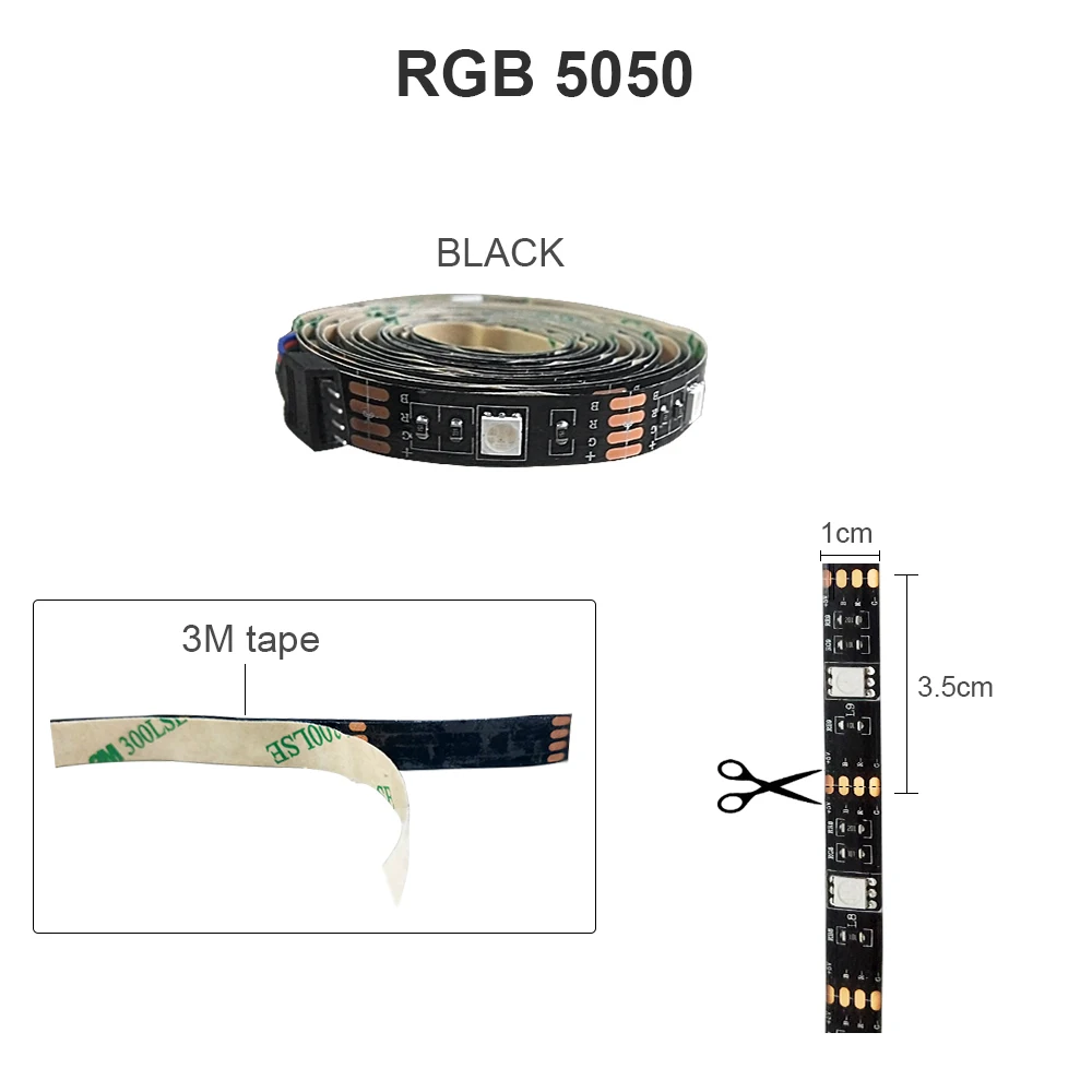 DC5V USB Светодиодные ленты 5050 RGB 50 см, 1 м, 2 м, ТВ фонового освещения Flexibe светодиодный свет полосы 30 светодиодный s/M клейкая упаковочная лента