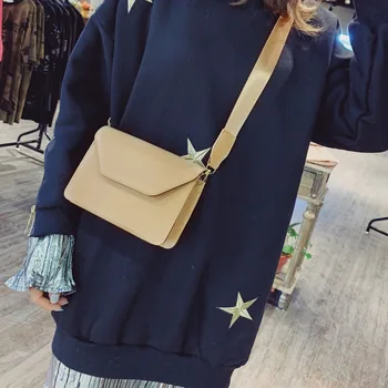 

Women Bag Korean Style Fashion Female Falp Bag Cute Girl Beautiful Bag All-match Slant Wide Shoulder Strap Shoulder Bag