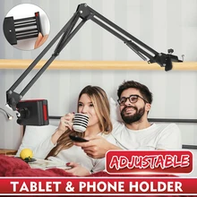 Soporte de teléfono móvil para iPhone, brazo largo Flexible giratorio 360, para cama de escritorio, soporte para teléfono, abrazadera de Metal