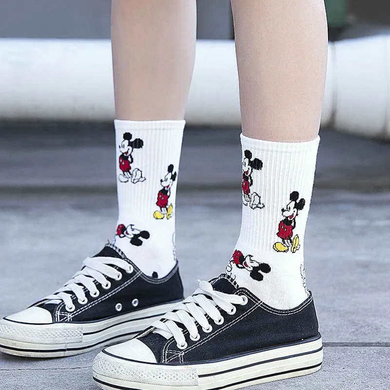 Новые хлопковые осенне-зимние женские хлопчатобумажные носки без пятки с героями мультфильмов теплые носки в Корейском стиле милые женские длинные носки
