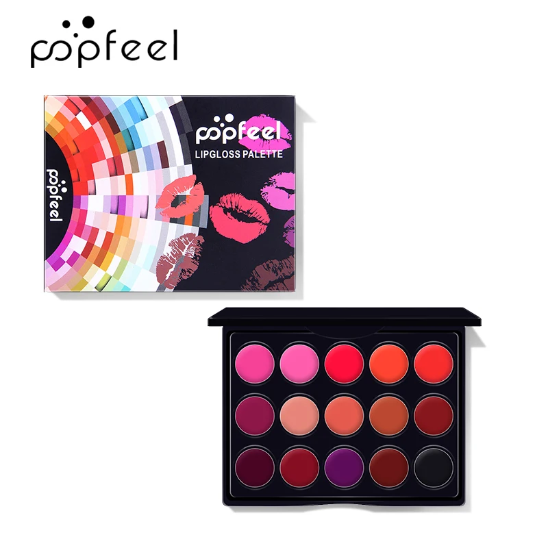 POPFEEL 15 цветов стойкий бархатный блеск для губ Палитра матовая помада набор