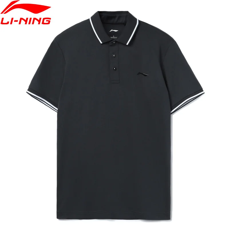 Мужская Тренировочная футболка Li-Ning из 100% хлопка стандартного кроя с пуговицами