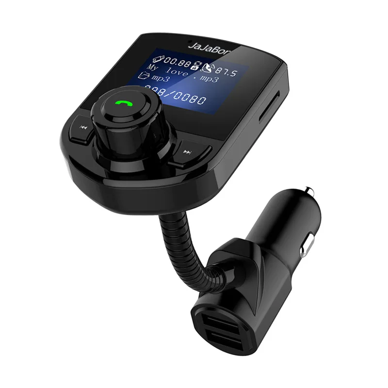 JaJaBor FM Transmitter Bluetooth Car Kit Handsfree Calling AUX Car MP3 Audio Player Voltage Detection Dual USB Car Charger