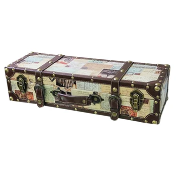 

37 x 16.5 x 12.5cm Outdoor Retro Luggage Case Vintage Doll Box for 1/6 BJD Dolls - Building Pattern