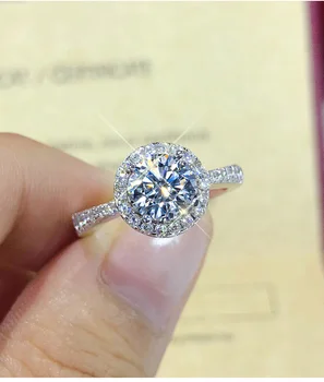 

Stunning Luxury Jewelry Real 925 Sterling Silver Round Cut White Topaz CZ Diamond Gemstones Women Wedding Engagement Band Ring