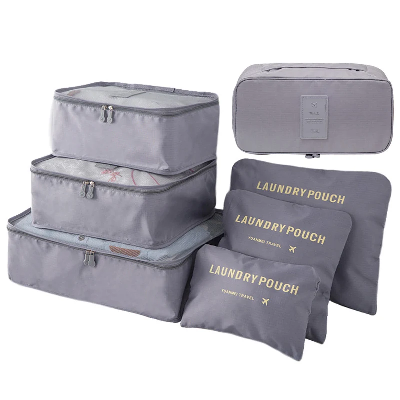 Дорожная сумка для хранения одежды сумка для хранения Чемодан дома сумка для хранения в шкафу 7 шт./компл - Цвет: Deep Gray