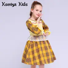 Kseniya Kids/сезон весна-лето; желтое Повседневное платье принцессы для маленьких девочек с длинными рукавами; милая Одежда для младенцев; костюм для девочек; детская одежда