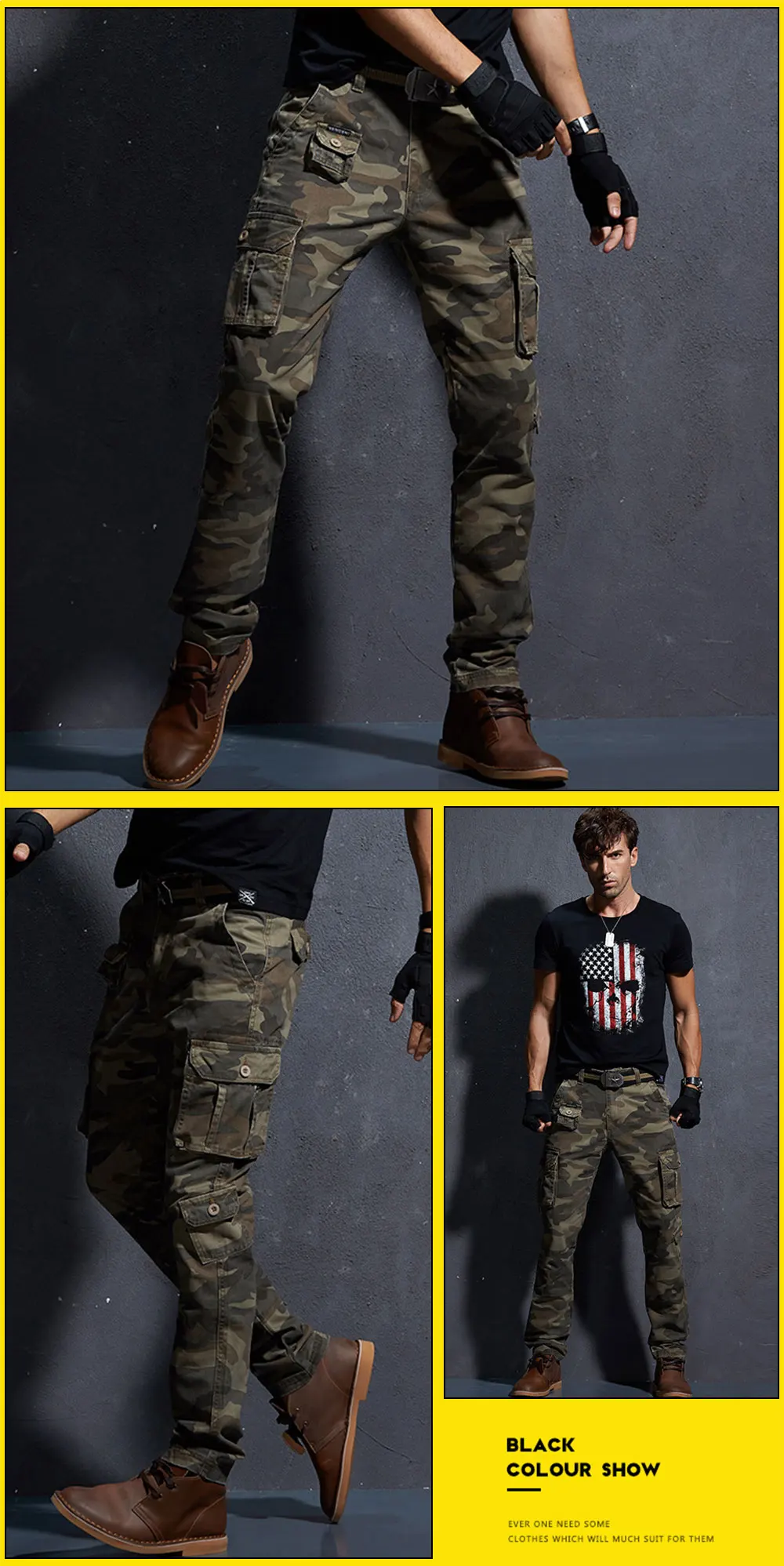 AKSR мужские модные повседневные хлопковые брюки карго Большие размеры гибкие тактические военные камуфляжные штаны хаки штаны мужские