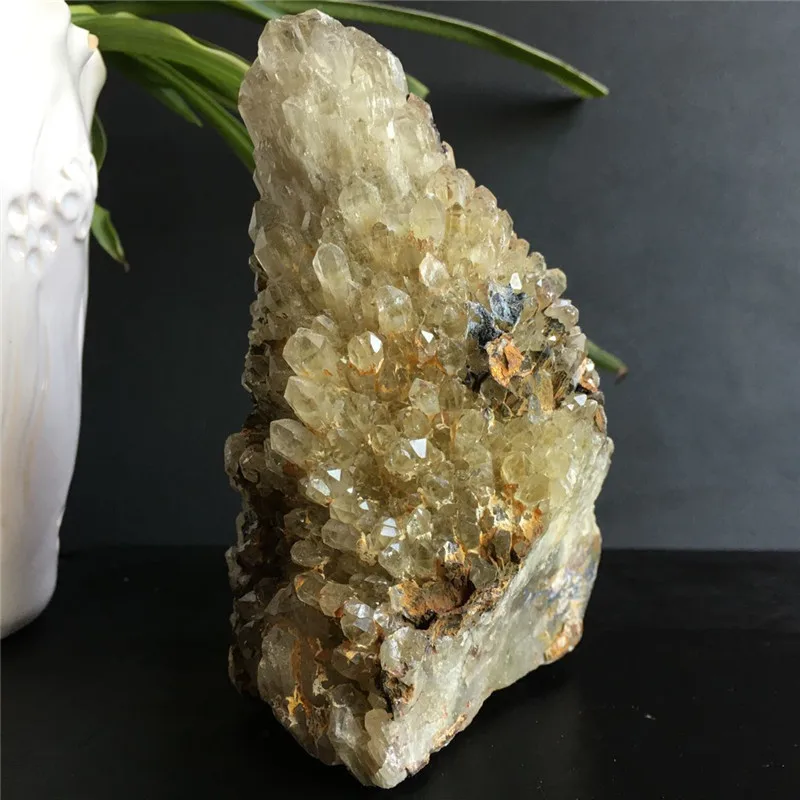 

Rare natural citrine crystal quartz Pineapple cluster specimen