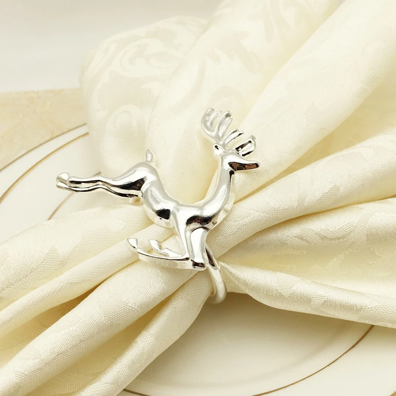 Рождественское кольцо для салфетки в форме оленя кольцо 12 шт/круг Серебряная салфетка Пряжка отель свадебное украшение стола