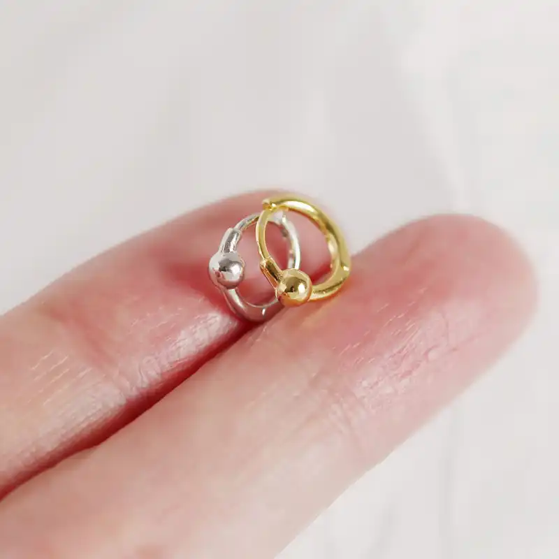 WTLTC 925 стерлингового серебра маленькие колечки для пирсинга серьги для женщин 3 мм Мини шариковые уши широкие Серьги бисерные пирсинг обручи Eariings