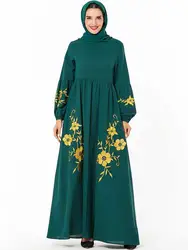 Элегантное платье с вышивкой с цветочным рисунком мусульманское платье макси Абаи Vestidos кардиган кимоно длинный халат платья Jubah Ближнего