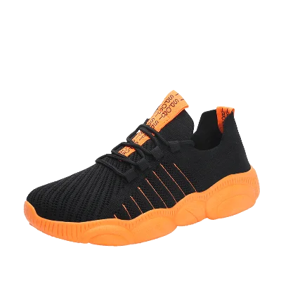 Orange TaoBo New Casual Shoes Men Breathable Fly Woven Shoes Mesh Shoes Sneakers Breathable Lightweight Movement Shoes - Color: Orange