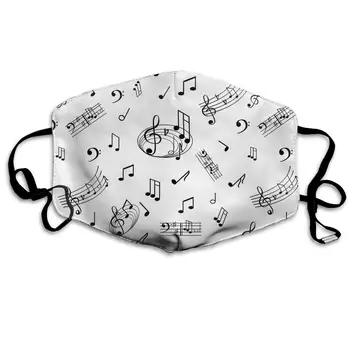 

Musical Note Washable Reusable Mask, Cotton Anti Dust Half Face Mouth Mask For Kids Teens Men Women With Adjustable Ear Loops