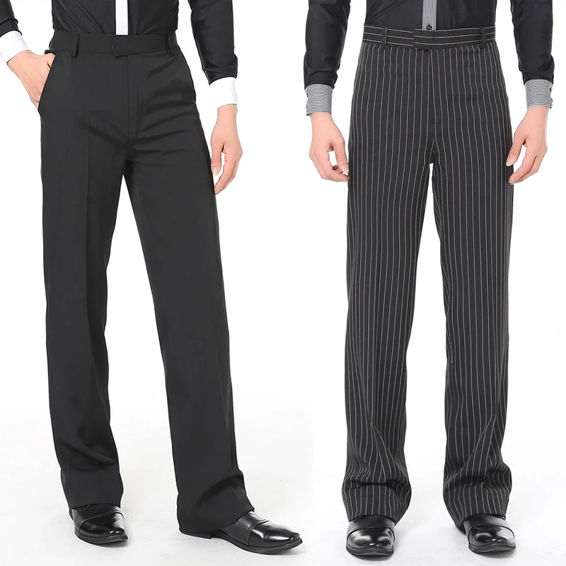 Высокое качество штаны для латинских танцев мужчин черный цвет Брюки с карманами