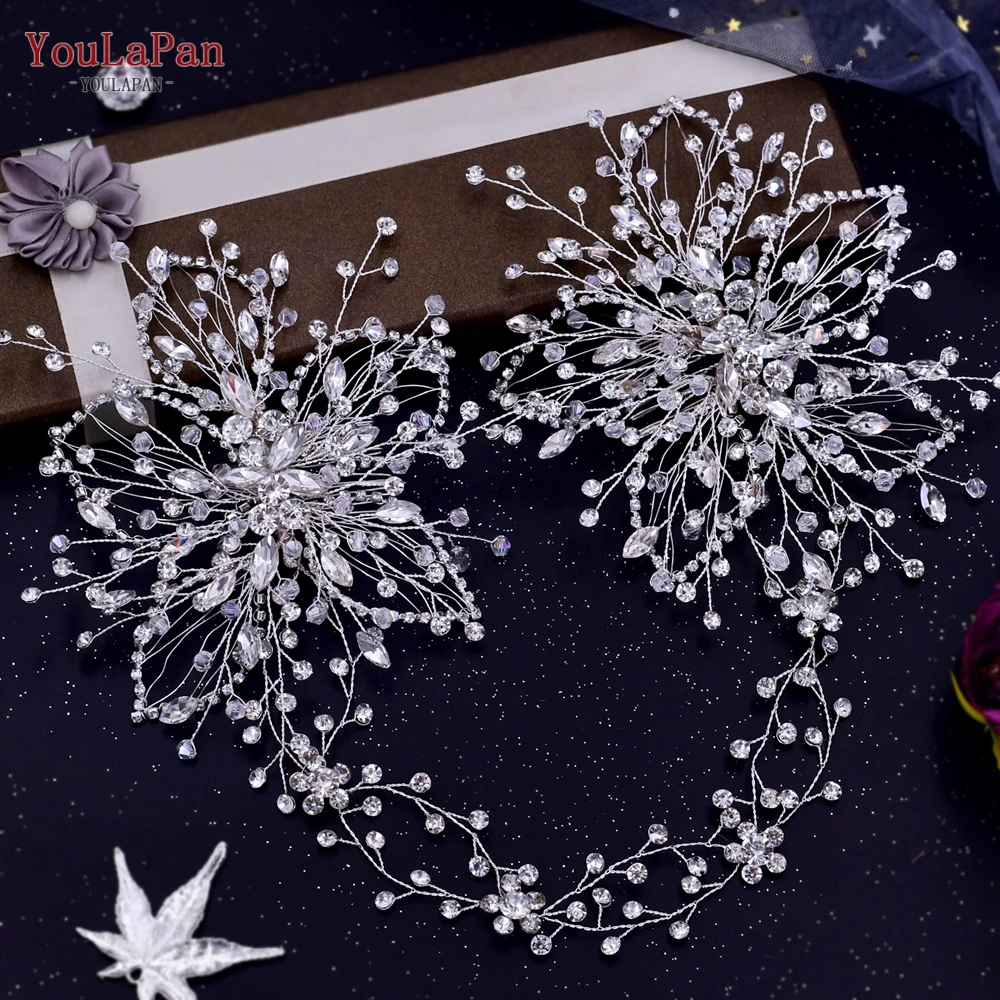 YouLaPan HP401 Double Rhinestone Hair Comb Fashion Headbands for Crystal Chain Headaband Bridal Wedding Hair Accessories Jewelry youlapan rhinestone leaves hair comb bridal handmade crystal headpiece wedding hair accessories woman banquet head jewelry hp613