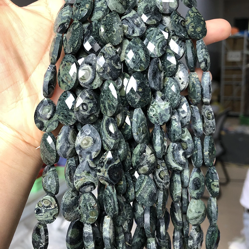 13*18mm Natural Green Malachite Kambaba Stone Faceted Water Drop Loose Spacer Beads For Jewelry Making DIY Bracelets Accessories | Украшения