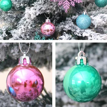 

24pcs Christmas Balls Plastic Ball Snowflake Ornaments with Gift Box Home Christmas Tree Pendant Christmas Decorations 2021