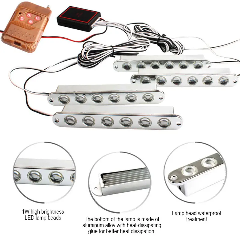 Vehemo 24LED красный синий свет дистанционный Предупреждение ющий свет Средний стробоскопический свет мигающие режимы Hawkeye дневные ходовые огни лампы транспортных средств