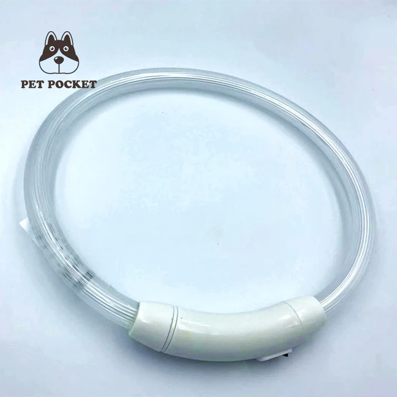 2019Dog светящийся ошейник Usb зарядный ошейник товары для домашних животных светящееся кольцо для собак маленькая собака ночной Светильник для собак анти-пропуск ночной Светильник ошейник - Цвет: white
