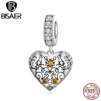 

BISAER Vine & Pine Cone Beads 925 Sterling Silver AAA Zircon Geometry Charms Pendant Fit DIY Bracelet Necklace Accessories