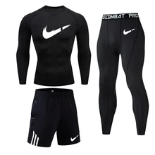 Men's Thermal Underwear Set Quick-drying Jogging Training T-shirt Leggings Gym Suit Rashgard Winter Men's Sportswear Sets