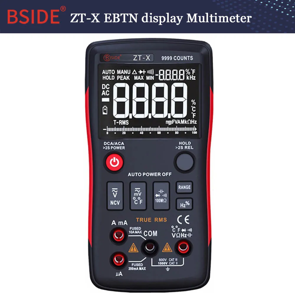 ZT-X Цифровой мультиметр BSIDE ZT серии True RMS Авто Диапазон Multimetro Вольтметр Амперметр емкость температура Ом Гц NCV тестер - Цвет: ZT-X