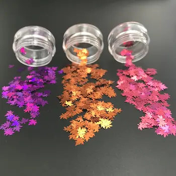 

1 Box Christmas DIY Colored Maple Leaf Sequins Laser Nails Art Glitters Thin Paillette Flakes Stickers Nail Manicure Decorations