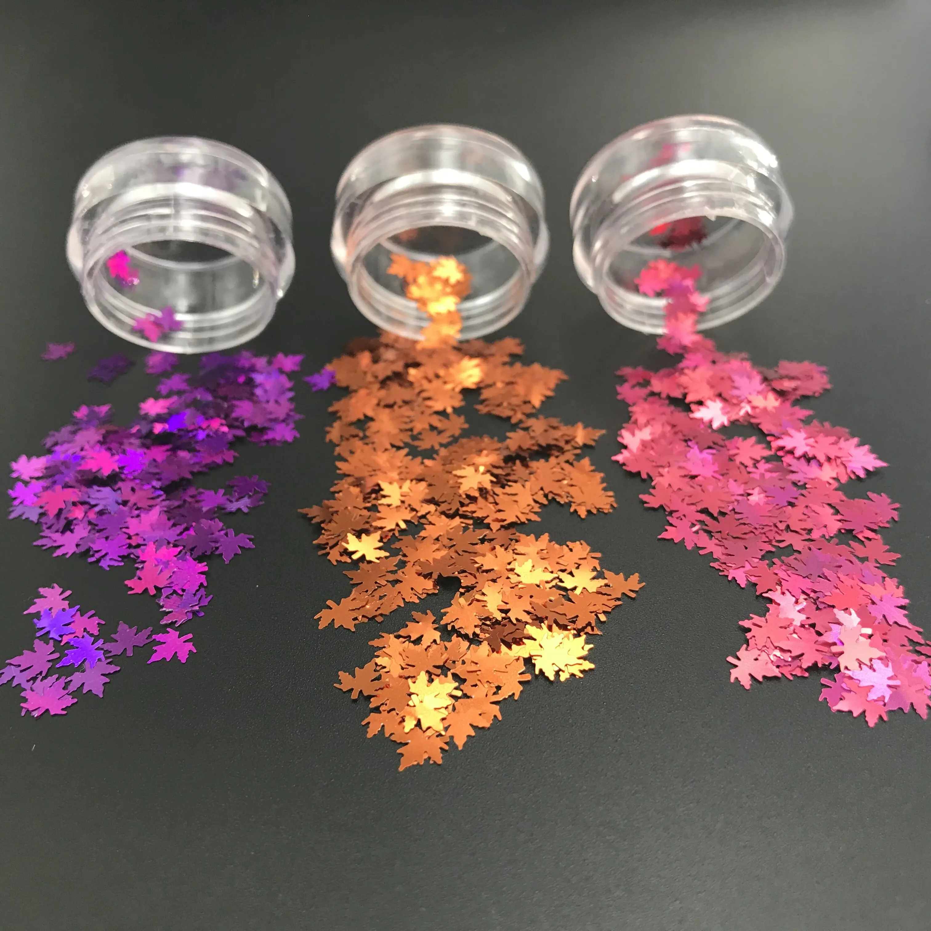 1 коробка Рождественские цветные блестки в виде кленовых листьев лазерные ногти