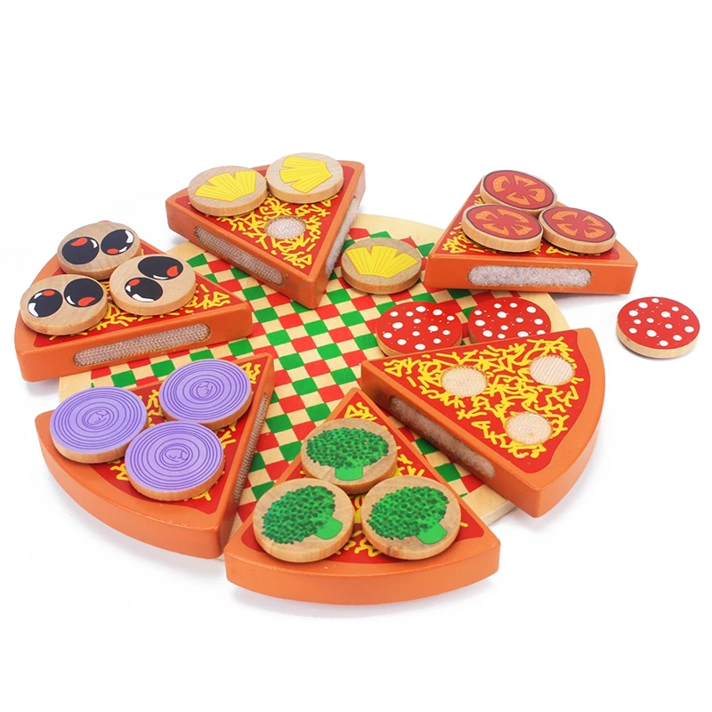 

Kids Montessori Wooden Toy Pretend Play Restaurant Kitchen Toys Simulation Pizza Toy for Baby Girl Toddler Babys Christmas Gift