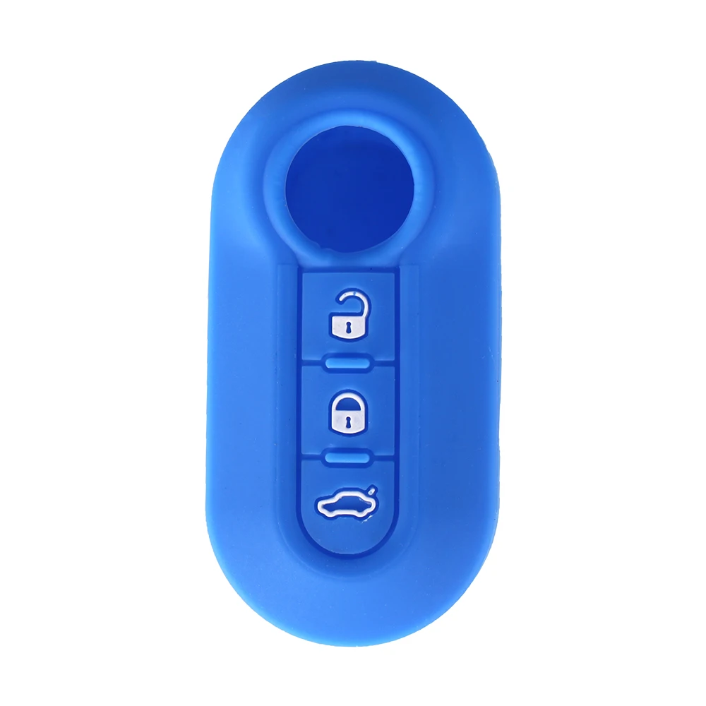 KEYYOU 20X3 кнопки силиконовый чехол для ключей от машины чехол для FIAT 500 Panda Punto Filp дистанционный Автомобильный ключ оболочки крышка брелок для ключей - Количество кнопок: blue