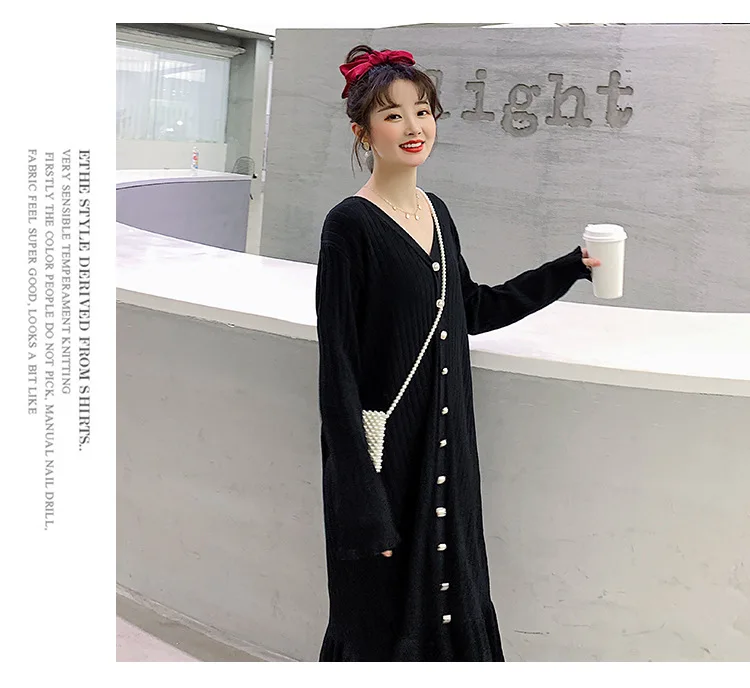 2020 Fashion Maternity Dress Loose spring autumn winter Skirt Pregnancy Clothes For Knit Pregnant Women Sweater (16)