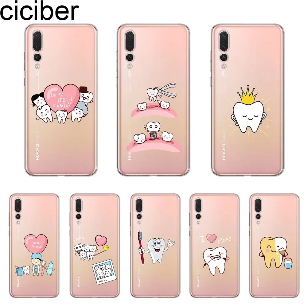 ciciber Cover For Huawei P30 P20 P10 P9 P8 Lite Pro Plus 2017 P smart 2019 Phone Case Soft TPU Cartoon Dentist Tooth Coque Funda |