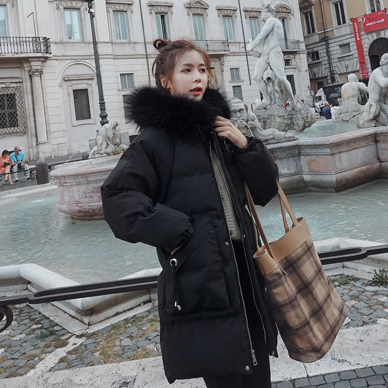 

Photo Shoot Beige down Jacket Cotton-padded Clothes Women's Mid-length Korean-style Loose-Fit 2020 New Style Thick Winter Cotton
