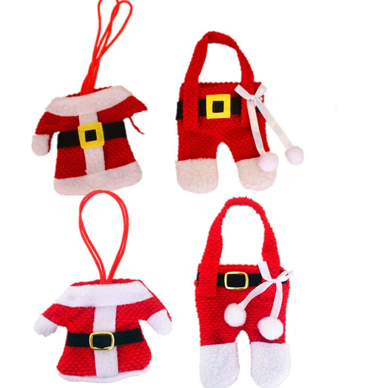 Рождество Санта Клаус Одежда Брюки сумка для посуды семья Реюньон стол нож и вилка крышка украшения посуда