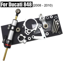 Per Ducati 848 stabilizzatore ammortizzatore di sterzo CNC con Set di staffe Kit di controllo di sicurezza 2008-2010 accessori per parti di moto anodizzato