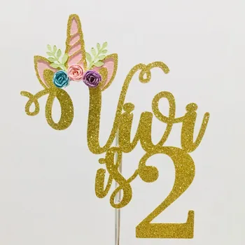 

Personalize name age Glitter Unicorn cake topper, unicorn birthday party topper, unicorn party big cake center piece