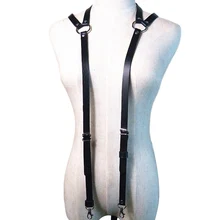 Мужчины искусственная кожа Грудь Жгут Регулируемый Слинг Пряжка o-кольца ремень на подтяжках