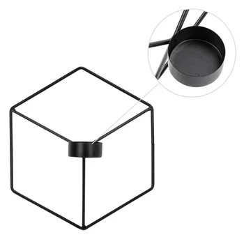 

Modern Art Minimalist Square Shape 3D Candle Holder Geometric Shape Creative Ornament Props Candle Romantic Ornaments Black