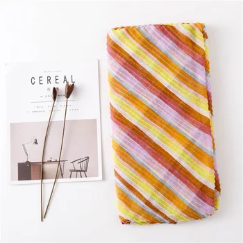 

2020 luxury scarf women shawl autumn winter fashion long stripe pleated scarf Muffler Headband Foulards Sjaal Wrap Hijab