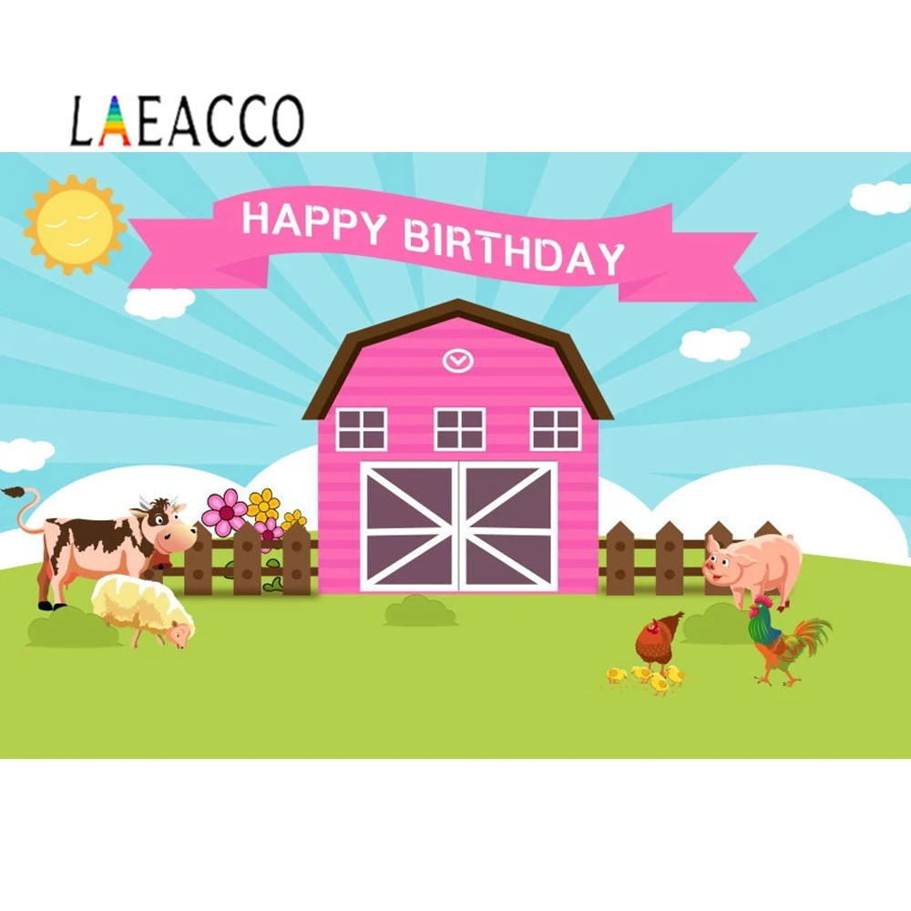 

Laeacco Farm Animal House Cow Pig Sheep Backdrops Baby Birthday Party Vinyl Photographic Backgrounds For Photo Studio Photophone