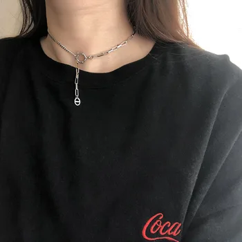 

Amaiyllis Simple Pig Nose Clavicle Necklace Slingshot Buckle Wild Chain Necklace Silver Color Jewelry For Women