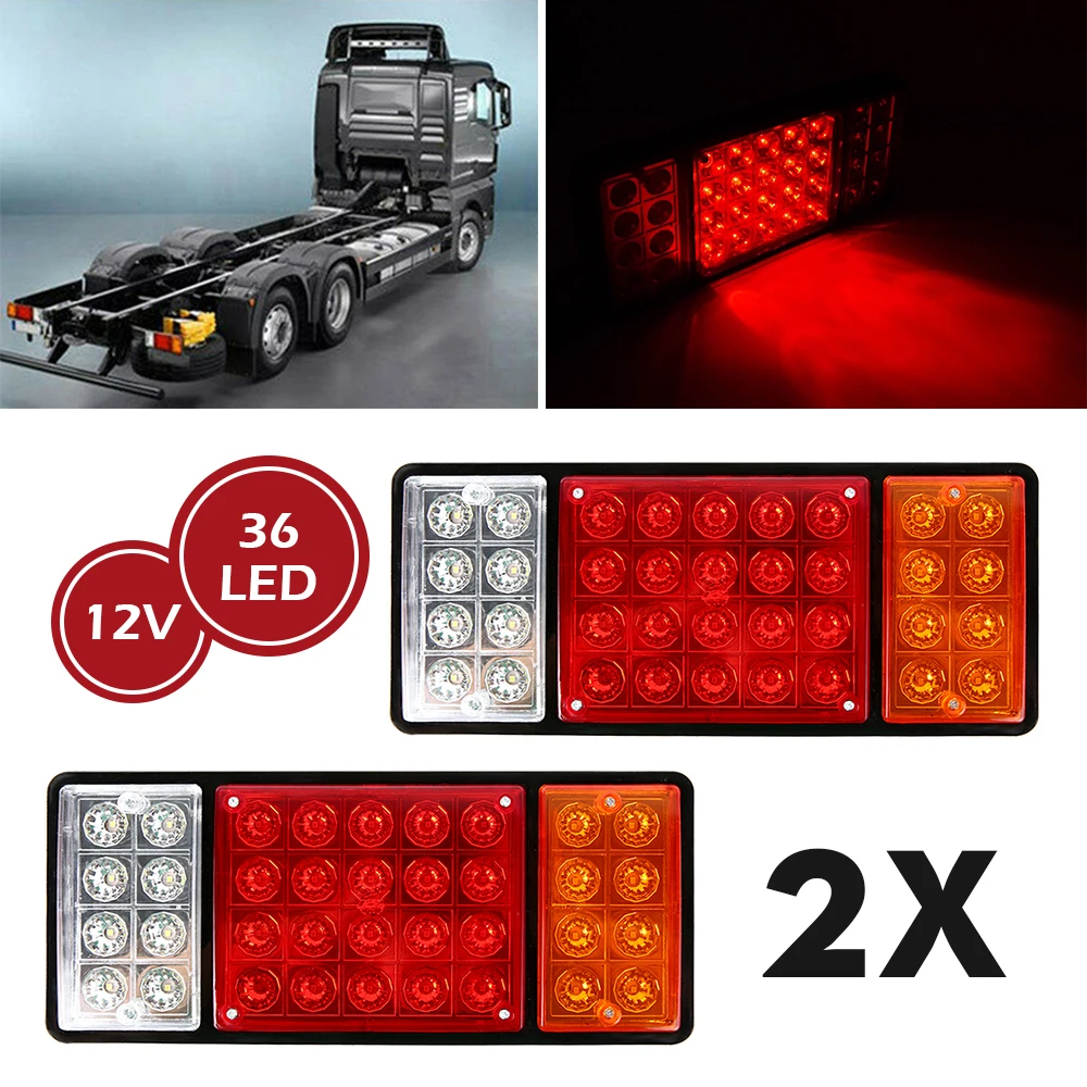 2pcs Car Truck Tail Light Rear Lamps Waterproof 36 LED Pair Boat Trailer 12V Rear Part for Trailer Caravans UTE Campers ATV Boat