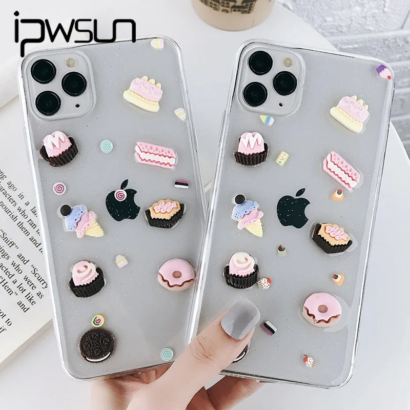 IPWSOO Прозрачный чехол для телефона с 3d-рисунком торта iPhone 11 Pro Max X XS XR Xs простые
