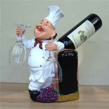 

Cute Chef Wine Holder Decorative Resin Cook Statue Goblet Hanger Drinkware Wine Bottle Rack Barware Ornament Craft Accessories