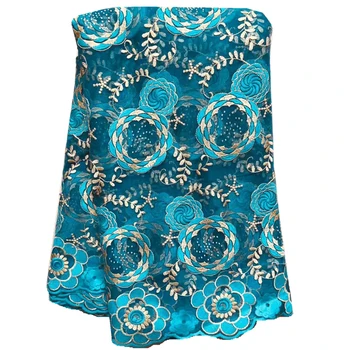 

Hot selling african lace fabric high quality net lace with stones french mesh lace fabric for party dress 5yards